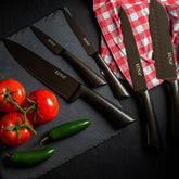 مجموعة سكاكين مطبخ EUNA مكونة من 5 قطع، مجموعة سكاكين حادة احترافية مع غطاء وصندوق هدايا، مجموعة سكاكين طبخ يابانية متينة لسكاكين النينجا المصنوعة من الفولاذ الكربوني بمقبض مدمج وطلاء غير لاصق - Sooqja سوقجة